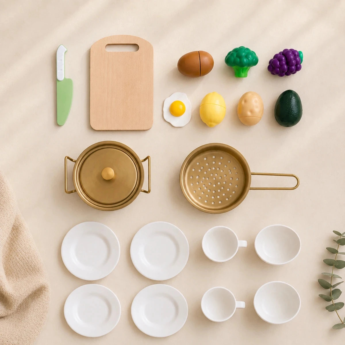 Houten Speelgoedkeuken met Licht, Geluid & Stoom | Kinderkeuken met Echte Effecten & Accessoires | Groen Goud | Vanaf 3 Jaar - Baby Doo