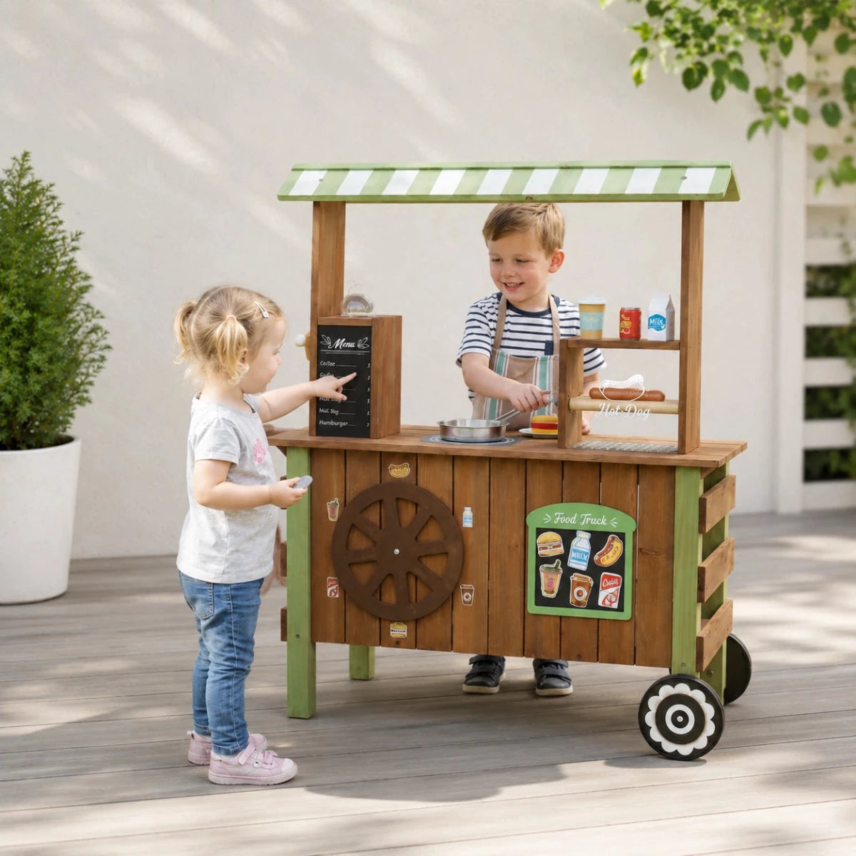 Houten Speelgoedwinkeltje en Marktkraam met Accessoires vanaf 3 Jaar - Baby Doo