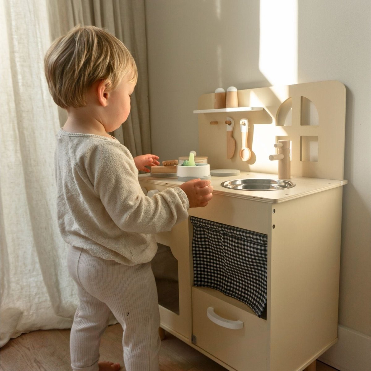 Houten Speelkeuken | Compact | Inclusief 7 Accessoires - Baby Doo