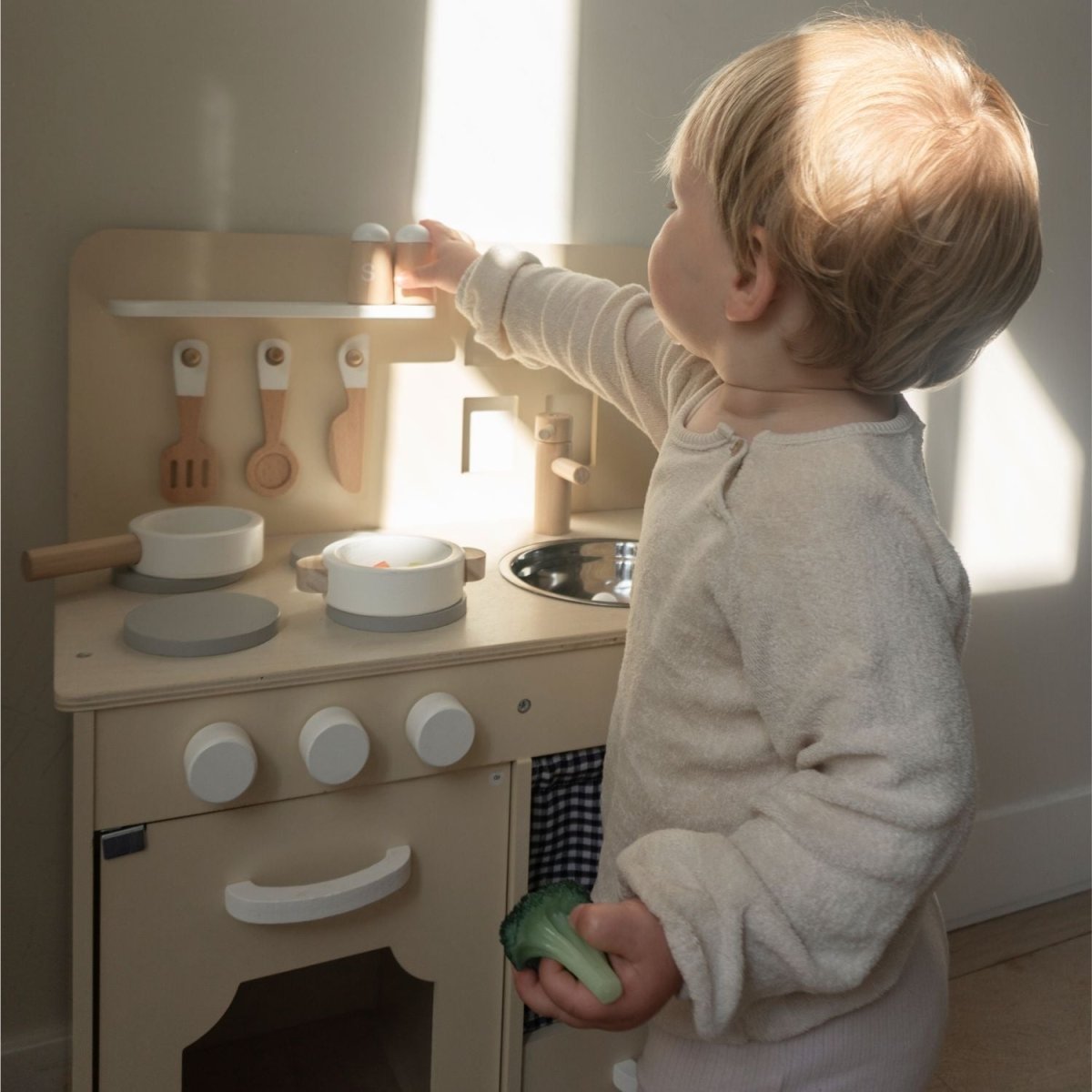 Houten Speelkeuken | Compact | Inclusief 7 Accessoires - Baby Doo