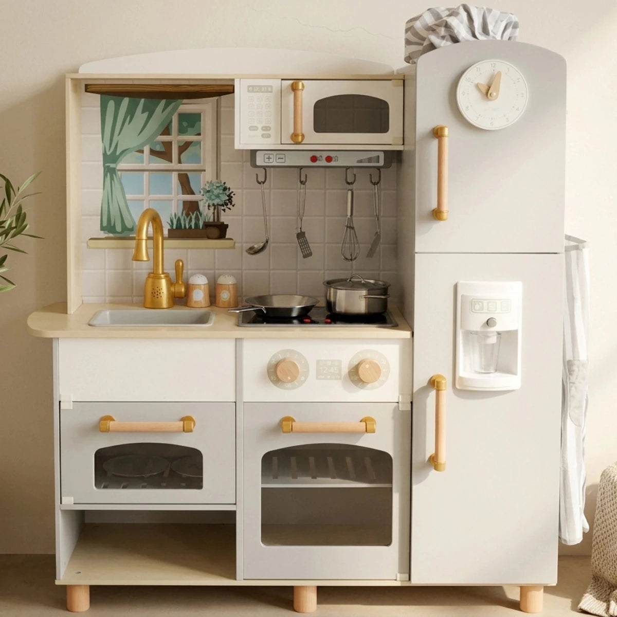 Houten Speelkeuken XL | Kinderkeuken met Accessoires | Met Licht & Geluid - Baby Doo