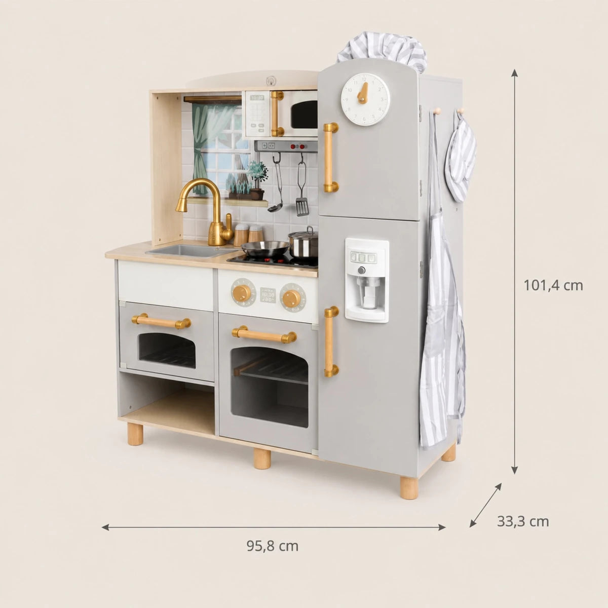 Houten Speelkeuken XL | Kinderkeuken met Accessoires | Met Licht & Geluid - Baby Doo