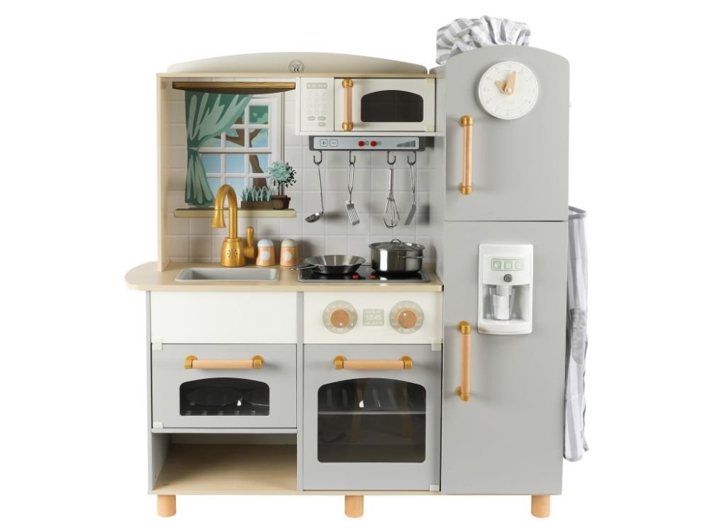 Houten Speelkeuken XL | Speelkeukentje met Accessoires | Met Licht & Geluid - Baby Doo