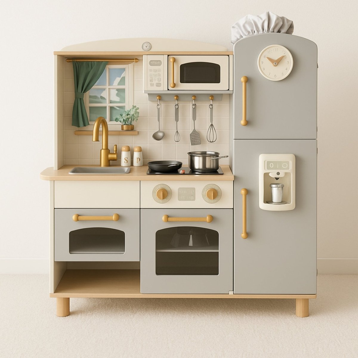 Houten Speelkeuken XL | Speelkeukentje met Accessoires | Met Licht & Geluid - Baby Doo