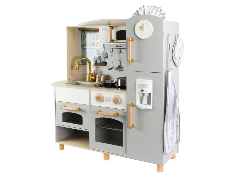 Houten Speelkeuken XL | Speelkeukentje met Accessoires | Met Licht & Geluid - Baby Doo