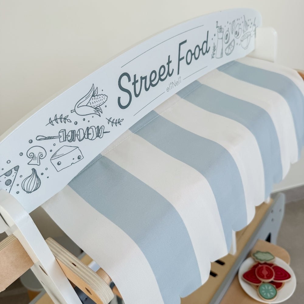 Houten Speelkraampje op Wielen | Speelkeuken & Winkeltje in 1 | Met Accessoires - Baby Doo