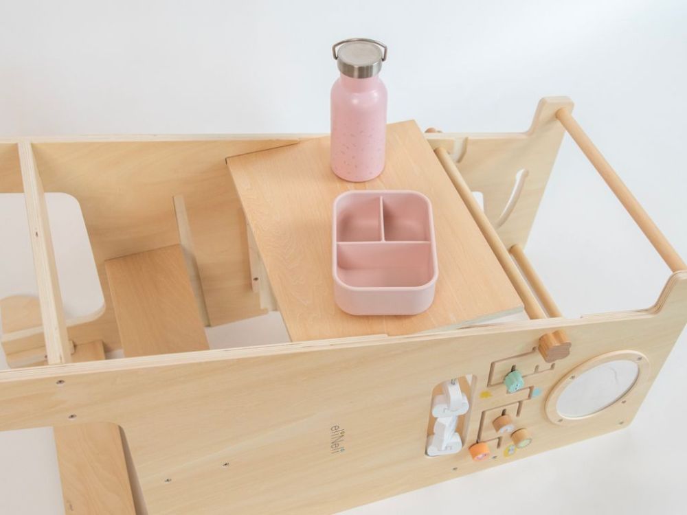 Houten Speeltoren met Activiteitenpaneel – Verstelbare Leertoren - Baby Doo