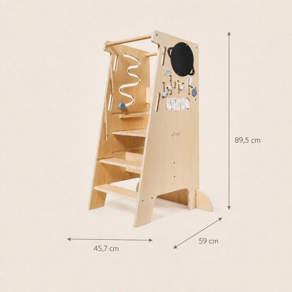 Houten Speeltoren met Activiteitenpaneel | Verstelbare Leertoren - Baby Doo