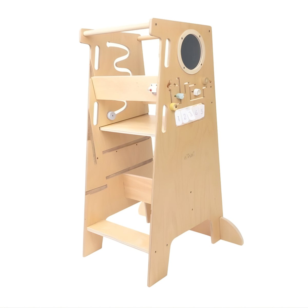 Houten Speeltoren met Activiteitenpaneel | Verstelbare Leertoren - Baby Doo