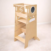 Houten Speeltoren met Activiteitenpaneel | Verstelbare Leertoren - Baby Doo