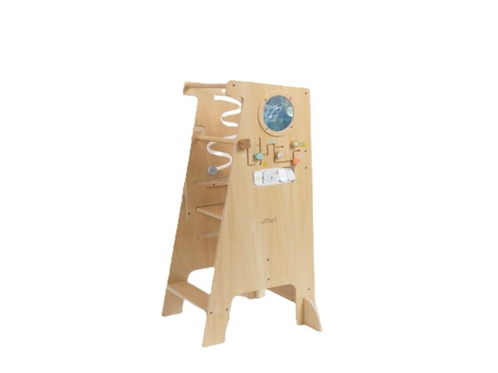 Houten Speeltoren met Activiteitenpaneel – Verstelbare Leertoren - Baby Doo