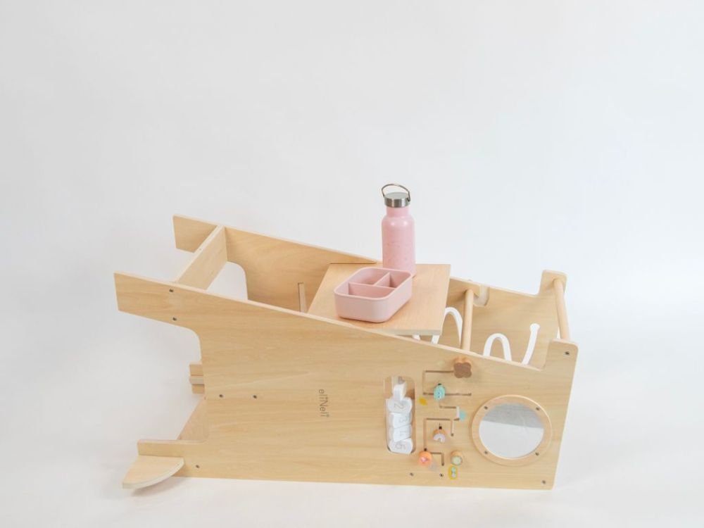 Houten Speeltoren met Activiteitenpaneel – Verstelbare Leertoren - Baby Doo