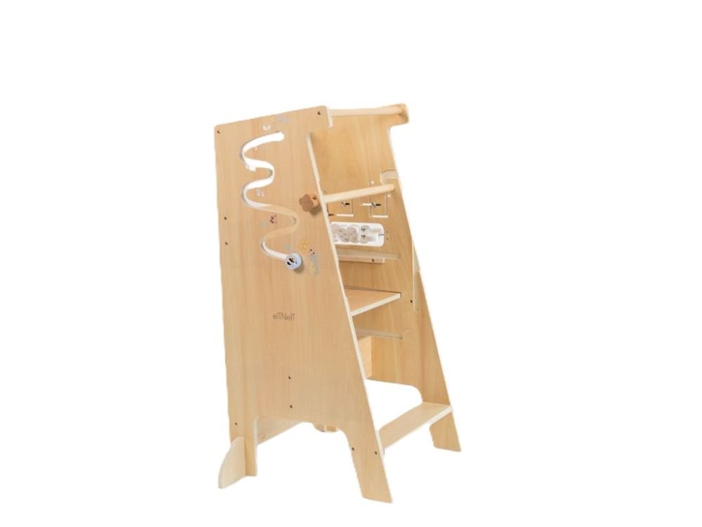 Houten Speeltoren met Activiteitenpaneel – Verstelbare Leertoren - Baby Doo