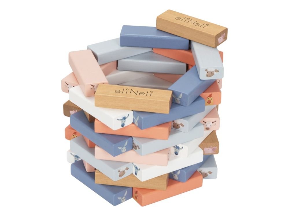 Houten Stapelspel Kinderen | Jenga Toren Spel met Dobbelstenen & Kaarten - Baby Doo