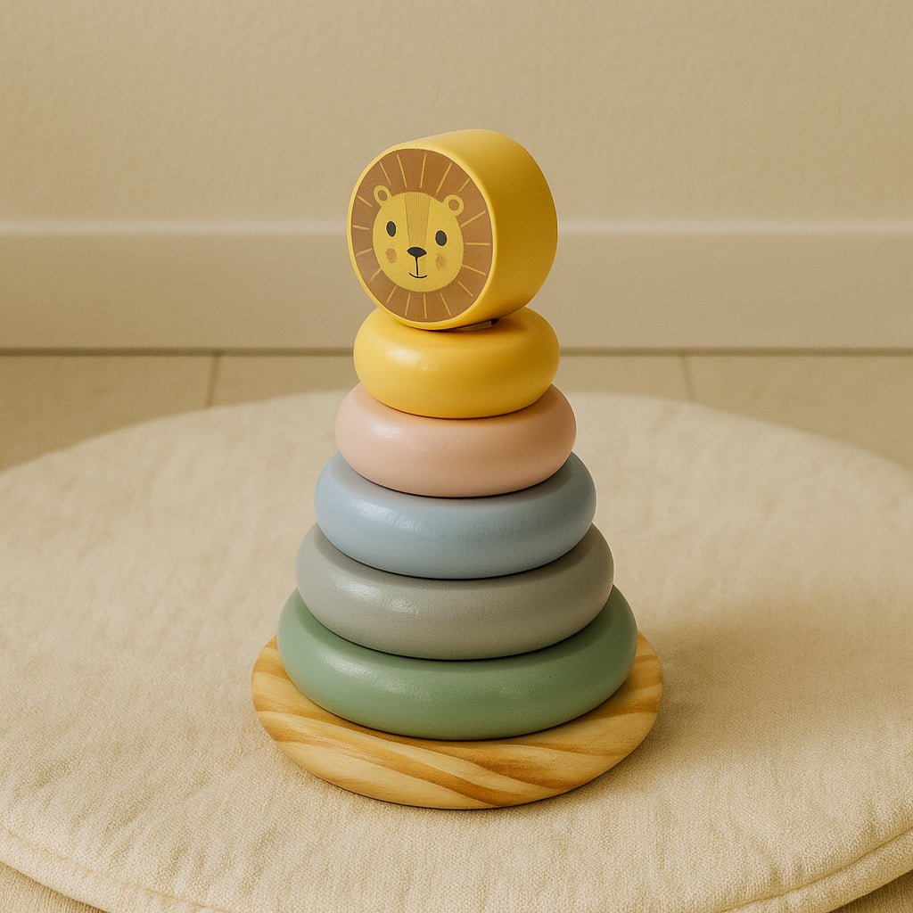 Houten Stapeltoren | Stapelspeelgoed Leeuwtje | Kraamcadeau - Baby Doo