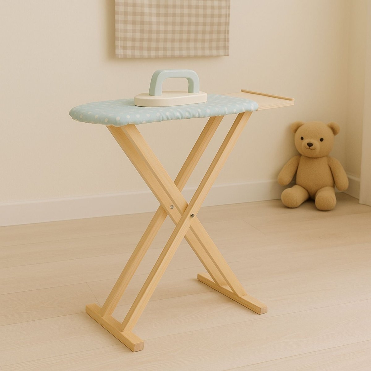 Houten Strijkset Kind | Speelgoed Strijkijzer & Strijkplank | Montessori Huishouden - Baby Doo