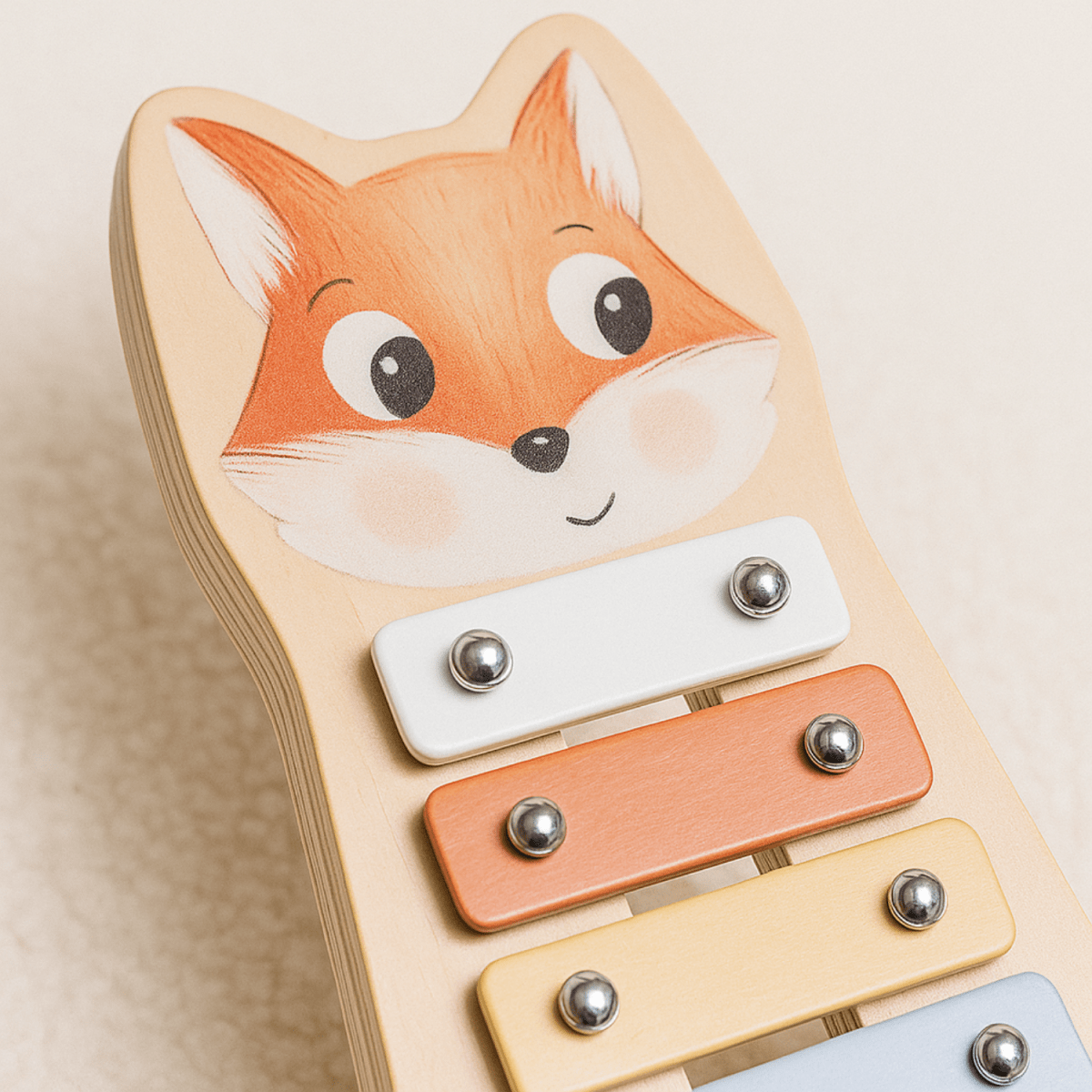 Houten Xylofoon Vos | Houten Speelgoed Muziekinstrument | Stimuleert Muziek & Motoriek - Baby Doo