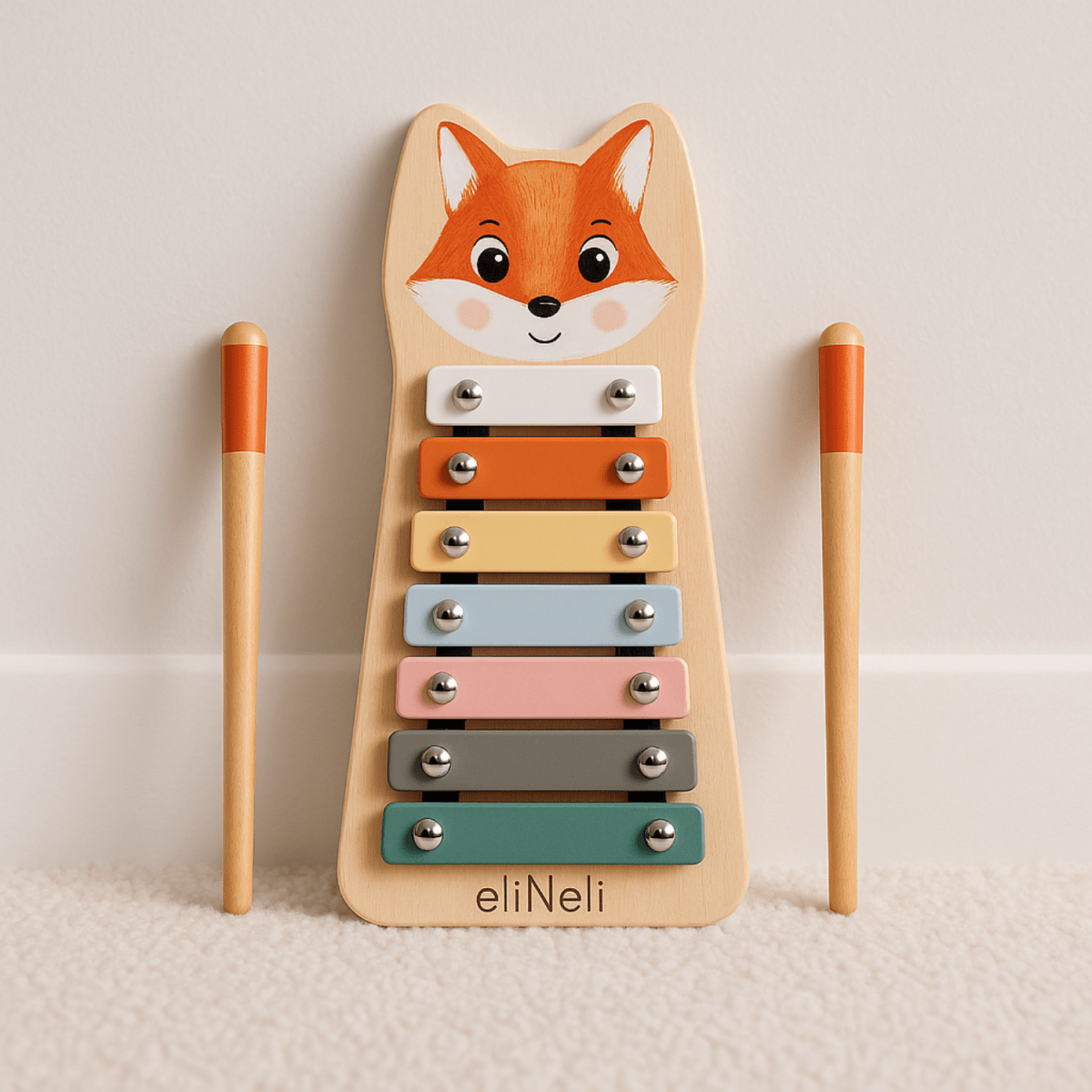 Houten Xylofoon Vos | Houten Speelgoed Muziekinstrument | Stimuleert Muziek & Motoriek - Baby Doo