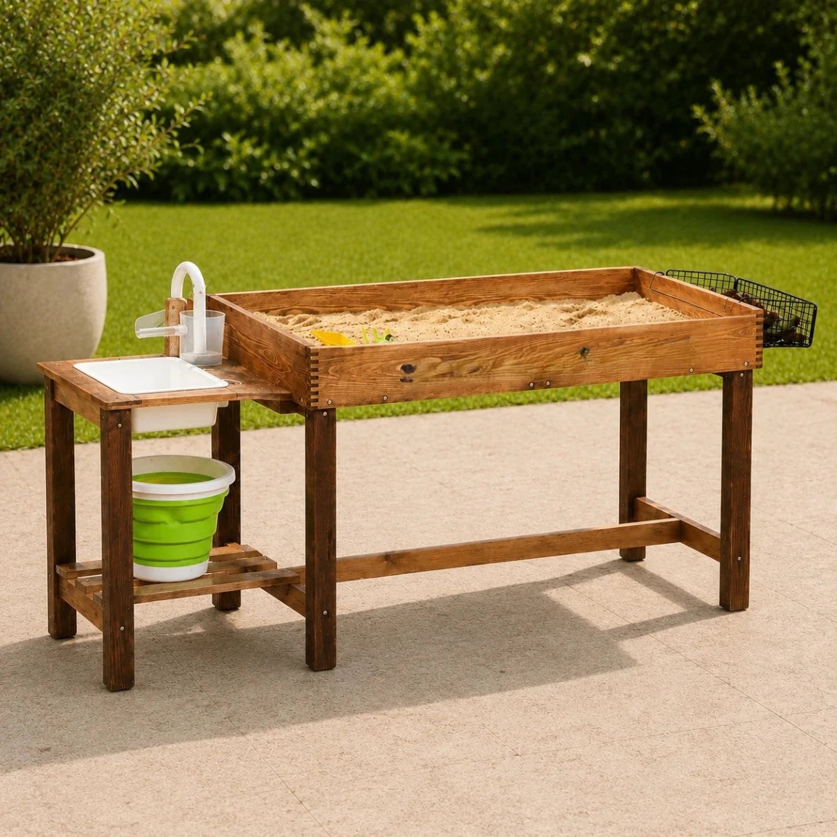 Houten Zandtafel met Waterbak en Accessoires vanaf 3 Jaar - Baby Doo