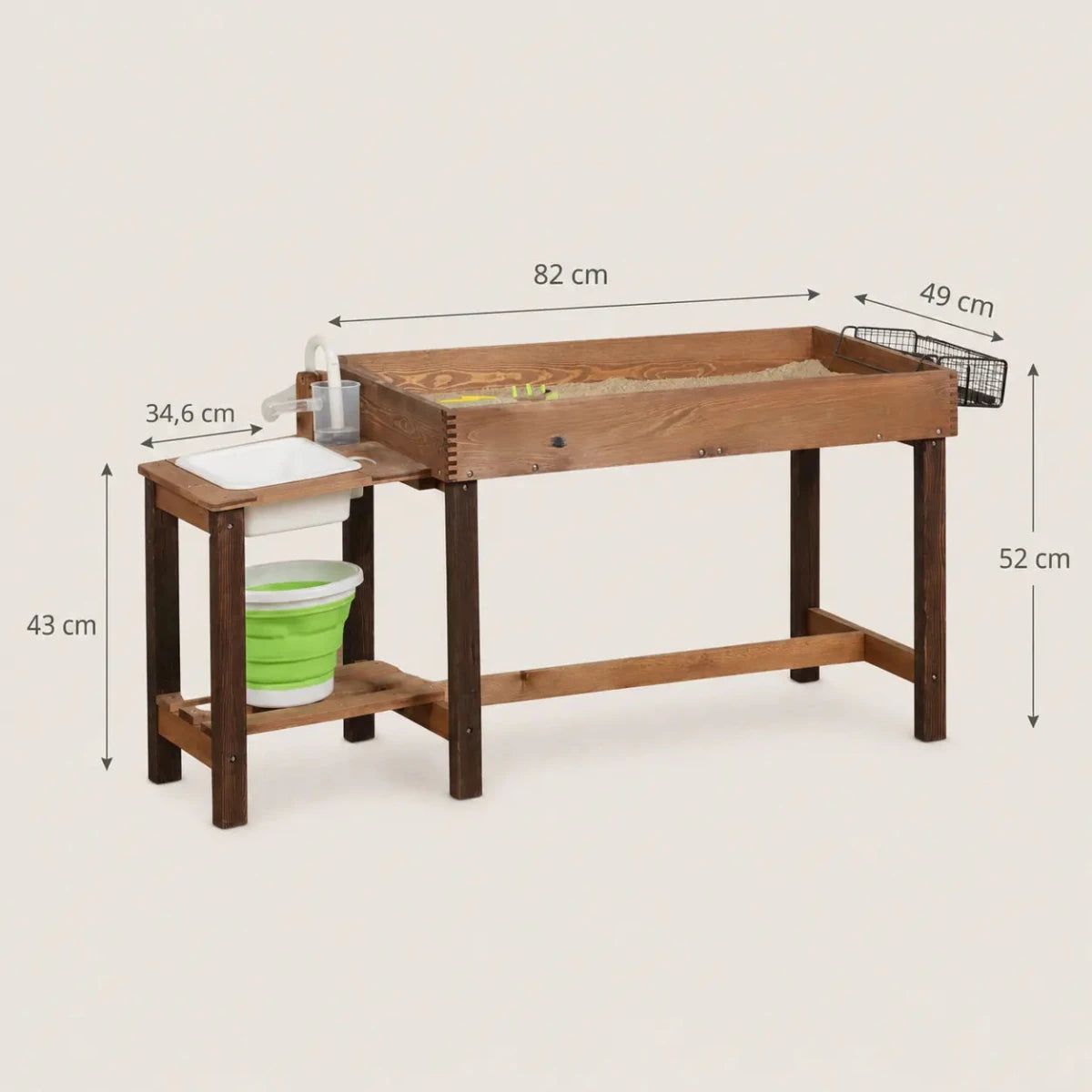 Houten Zandtafel met Waterbak en Accessoires vanaf 3 Jaar - Baby Doo