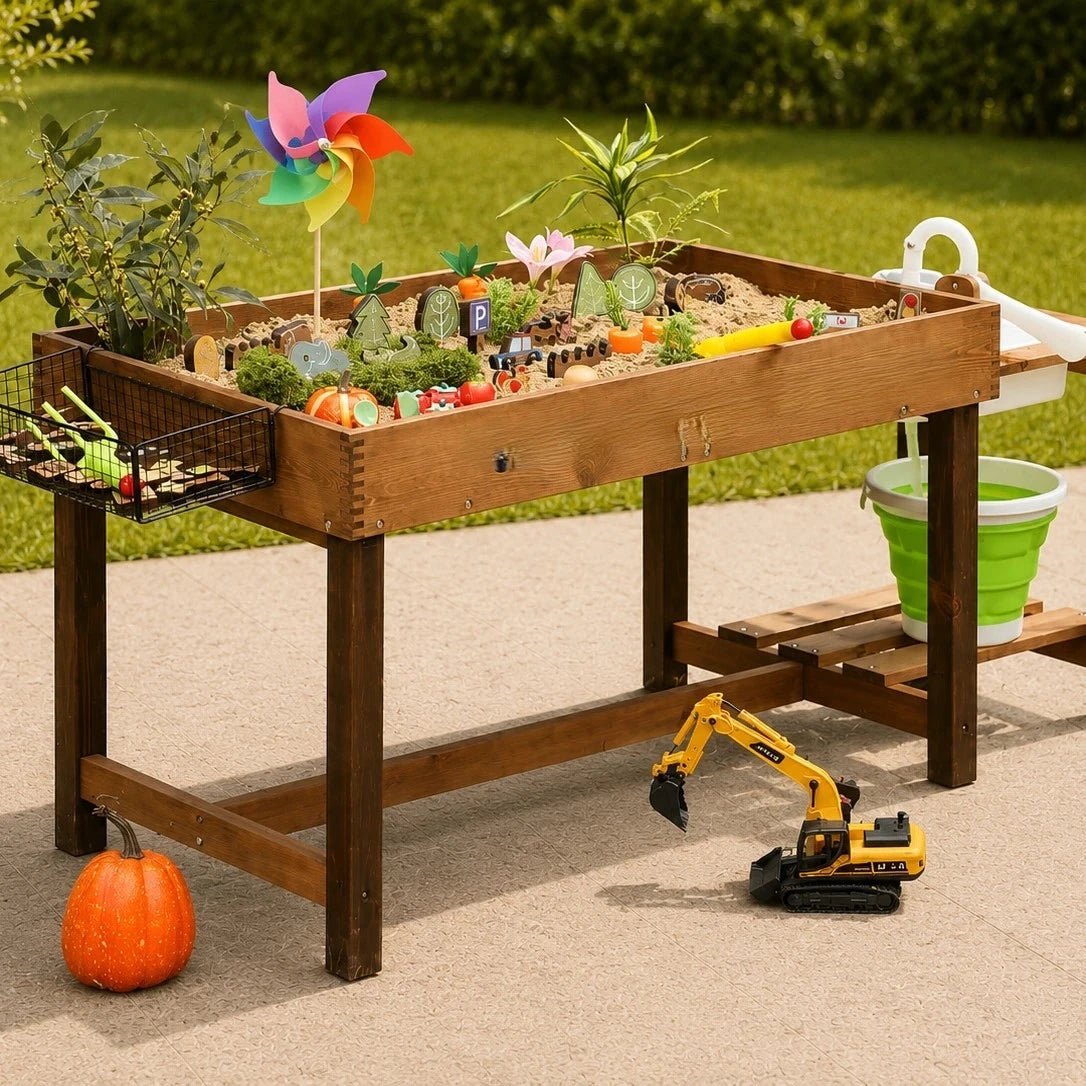 Houten Zandtafel met Waterbak en Accessoires vanaf 3 Jaar - Baby Doo