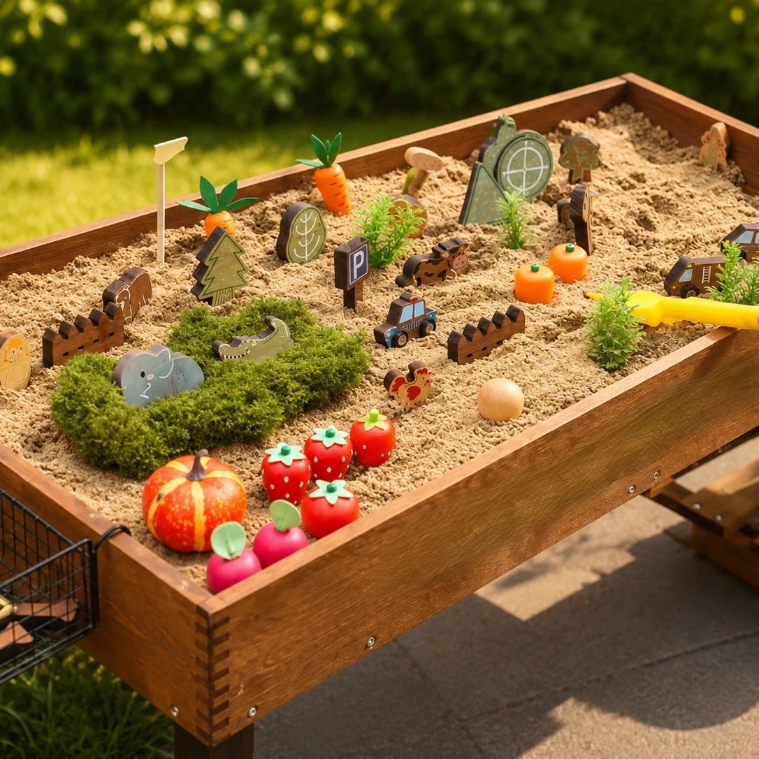 Houten Zandtafel met Waterbak en Accessoires vanaf 3 Jaar - Baby Doo