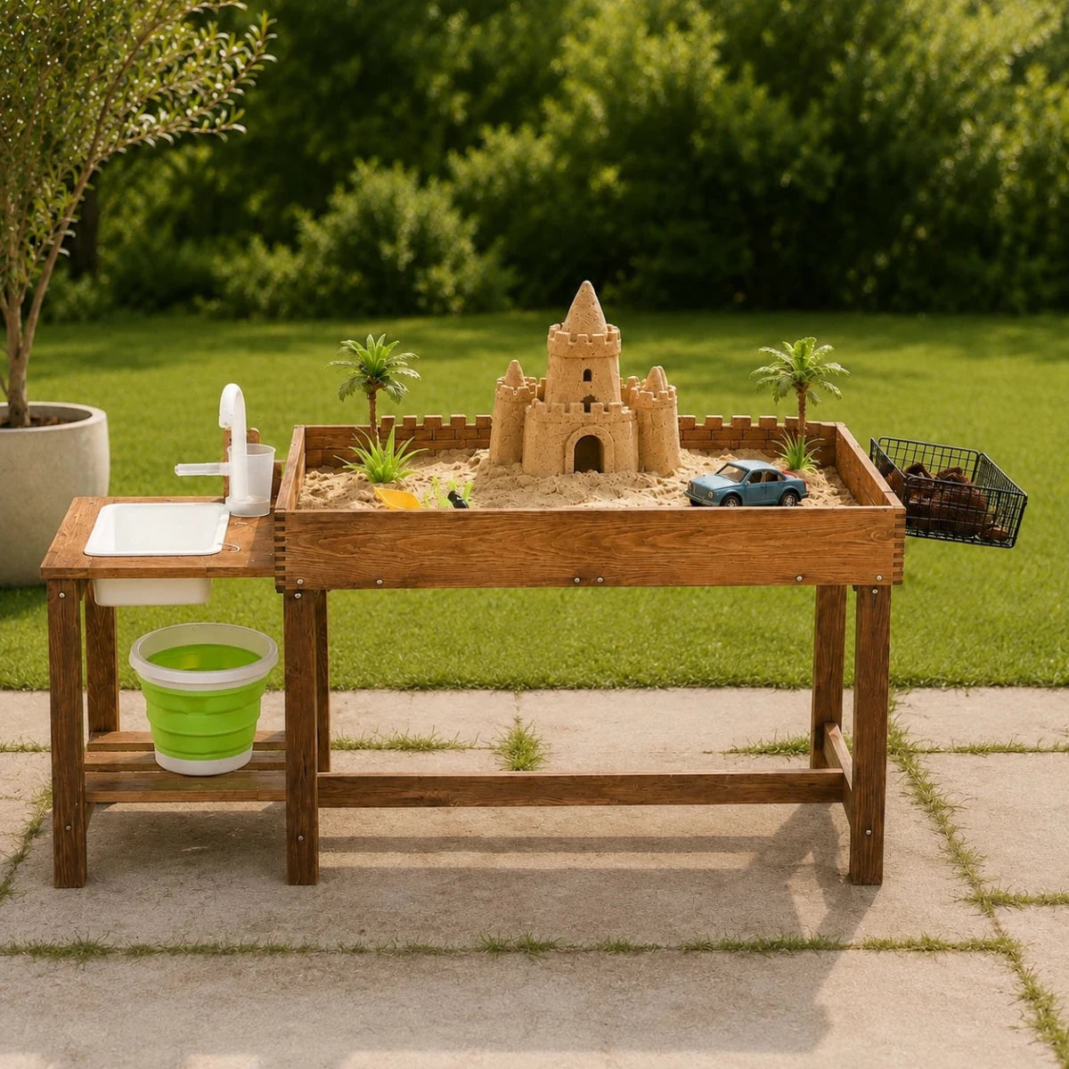 Houten Zandtafel met Waterbak en Accessoires vanaf 3 Jaar - Baby Doo