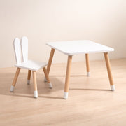 Kindertafel met Stoel | Meegroei Kinder Tafel en Stoel Set met Konijnenoren - Baby Doo
