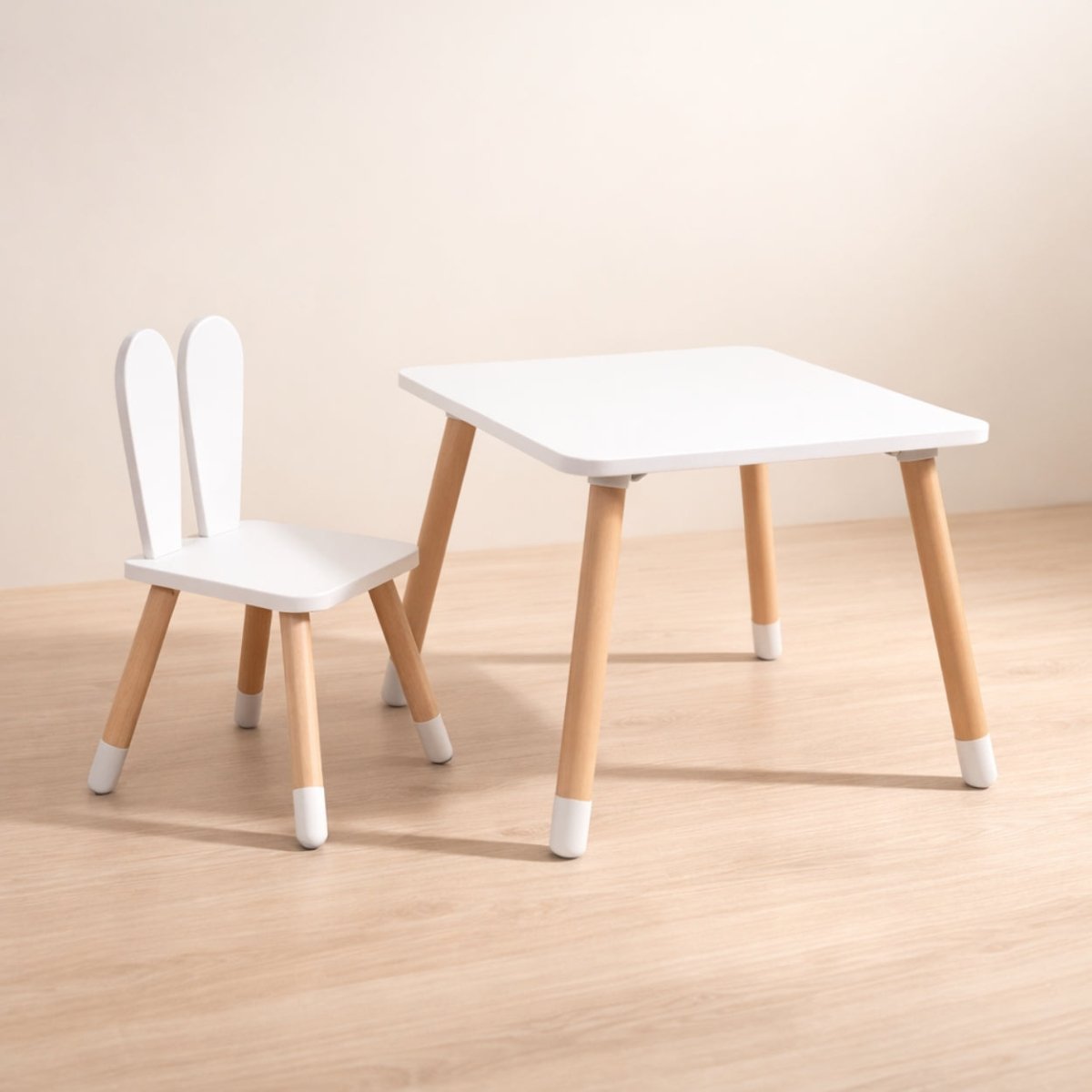 Kindertafel met Stoel | Meegroei Kinder Tafel en Stoel Set met Konijnenoren - Baby Doo