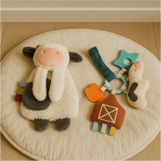 Kraamcadeau Set | Koe Thema | Origineel Babycadeau met Knuffel & Bijtring - Baby Doo