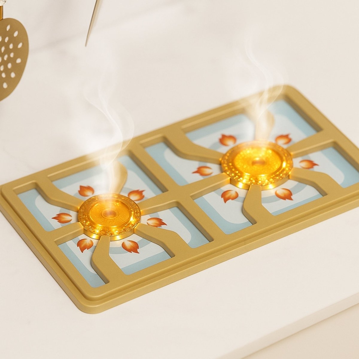 Luxe Houten Speelgoed Keuken met Licht, Geluid & Stoom | Kinderkeuken met Echte Effecten & Accessoires | Crème Goud | Vanaf 3 Jaar - Baby Doo