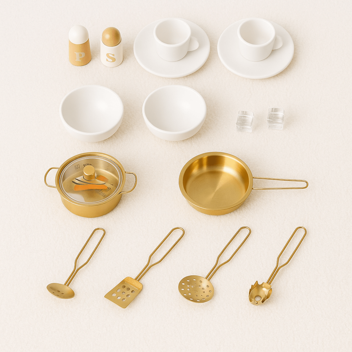 Luxe Houten Speelgoed Keuken met Licht, Geluid & Stoom | Kinderkeuken met Echte Effecten & Accessoires | Crème Goud | Vanaf 3 Jaar - Baby Doo