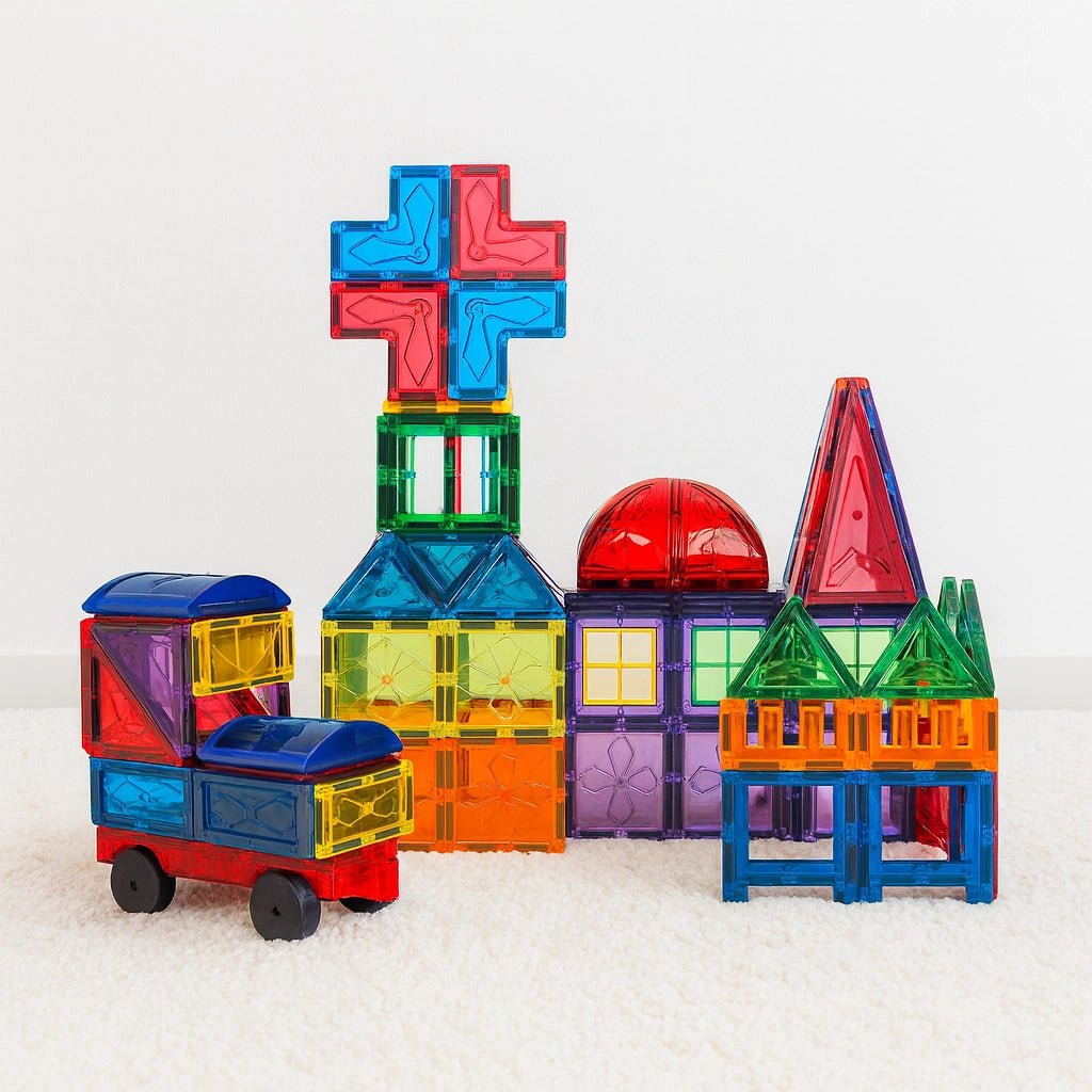 Magnetische Tegels Bouwset 120 - delig met Wielen | Speelgoed 3+ - Baby Doo