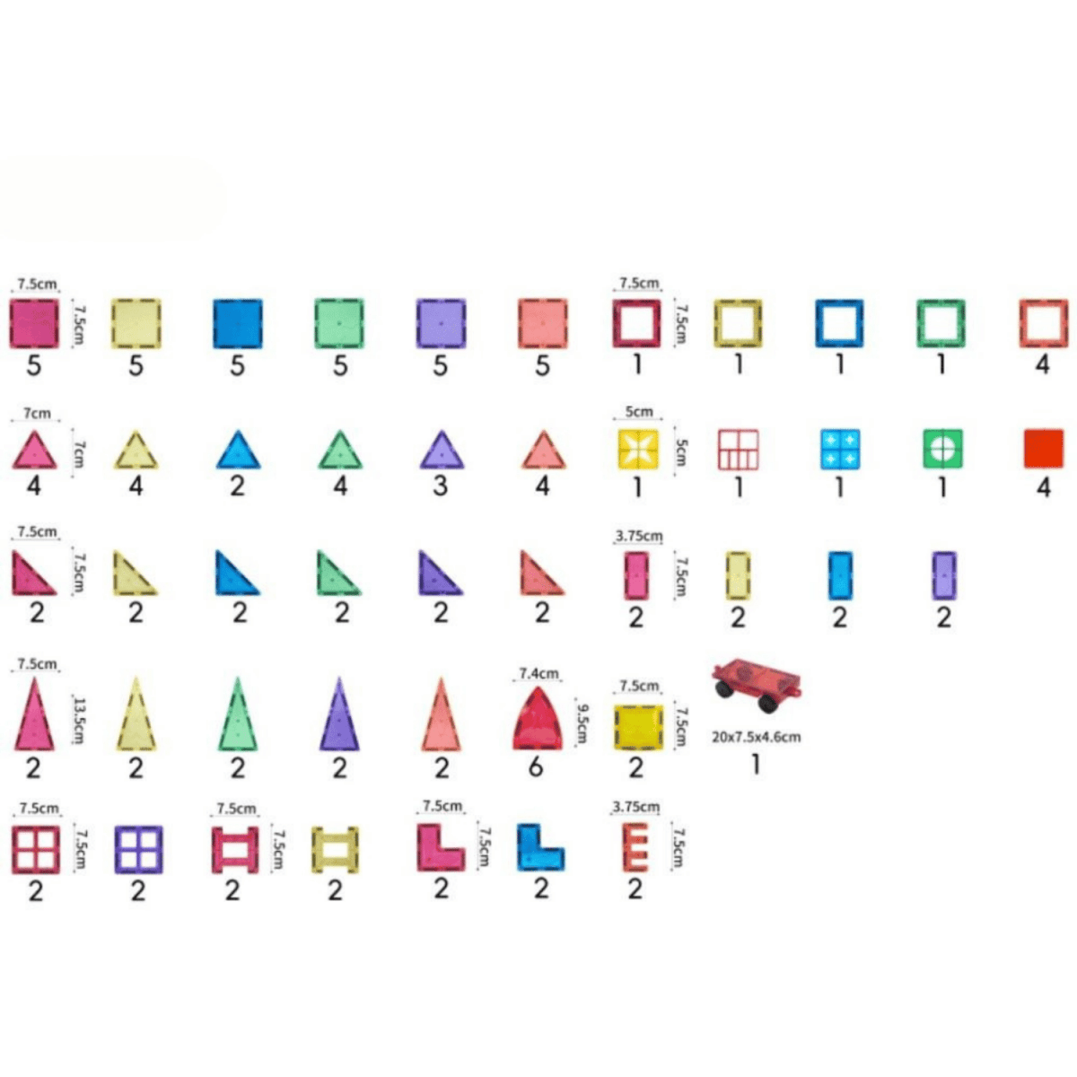 Magnetische Tegels Bouwset 120 - delig met Wielen | Speelgoed 3+ - Baby Doo