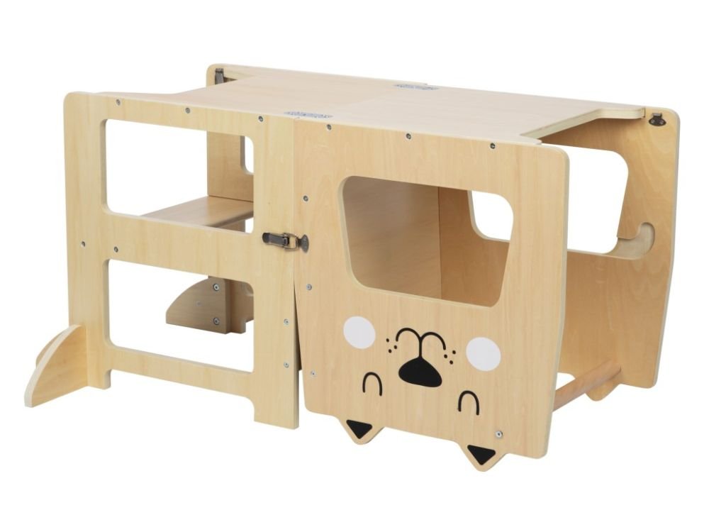 Montessori 4 - in - 1 Speeltoren Kat | Multifunctioneel Kindermeubel van Hout - Baby Doo
