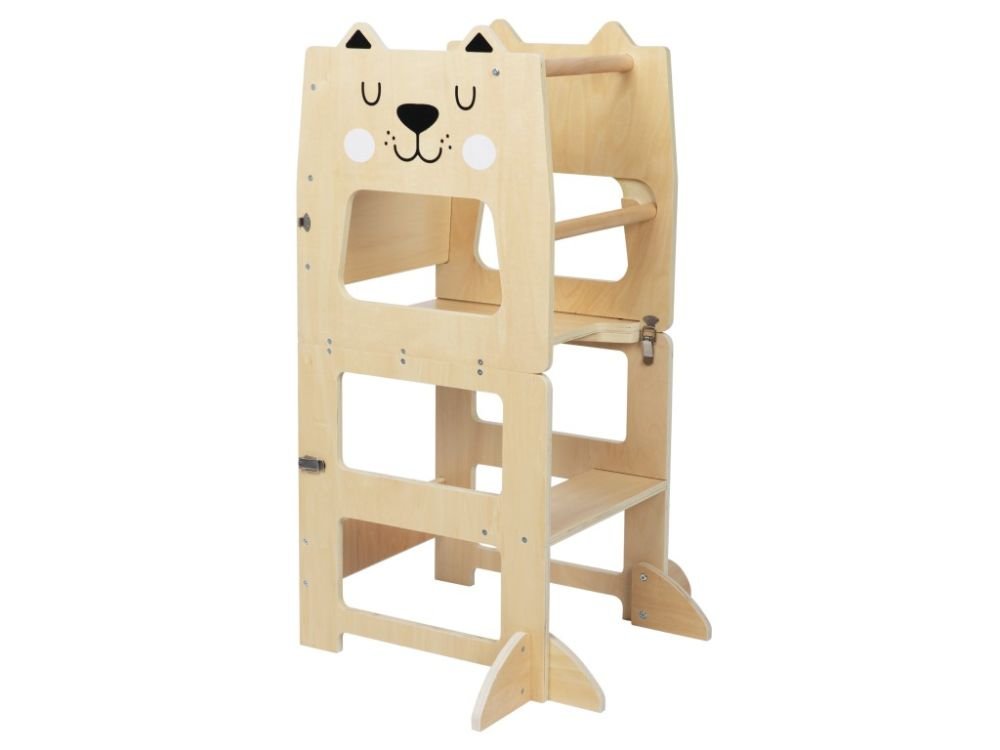 Montessori 4 - in - 1 Speeltoren Kat | Multifunctioneel Kindermeubel van Hout - Baby Doo