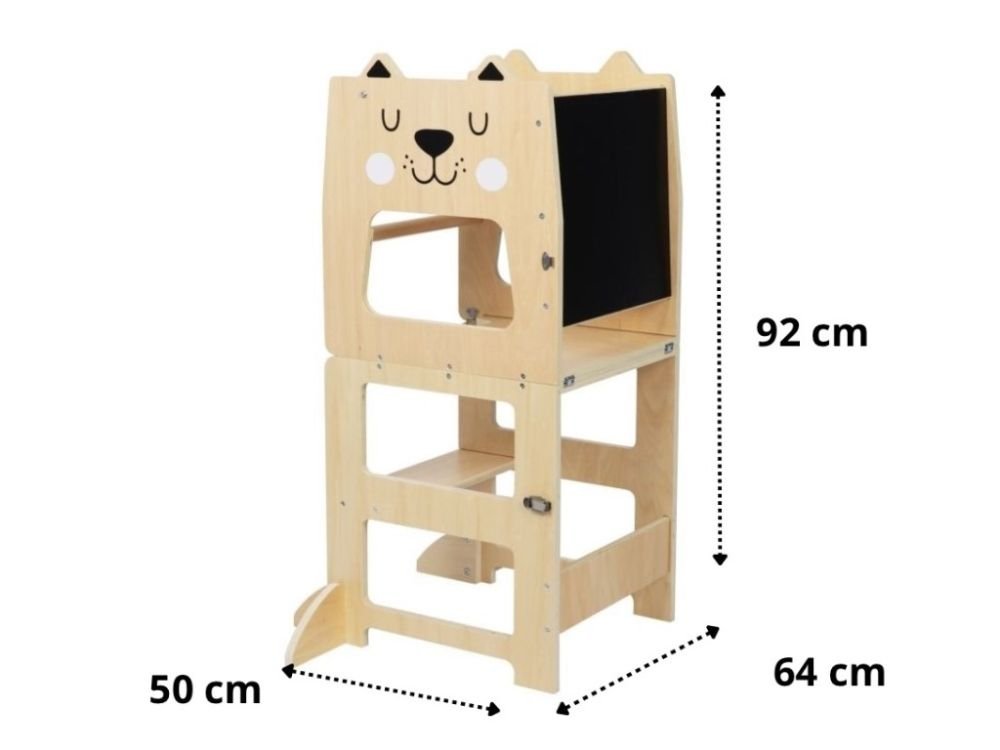 Montessori 4 - in - 1 Speeltoren Kat | Multifunctioneel Kindermeubel van Hout - Baby Doo
