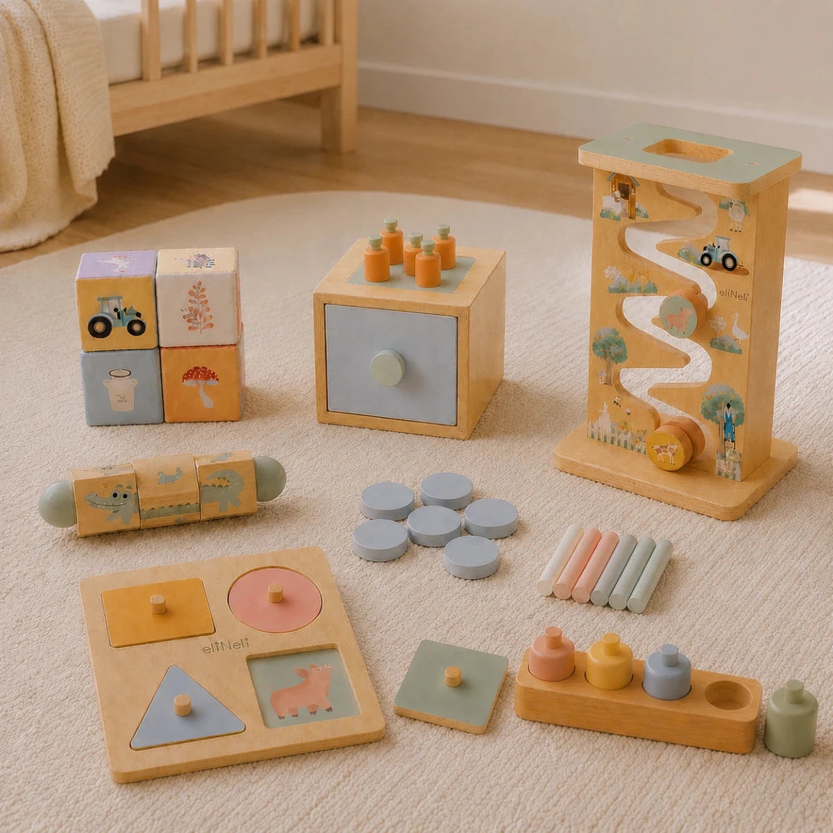 Montessori Set | Educatief Houten Speelgoed | Vanaf 1 Jaar - Baby Doo