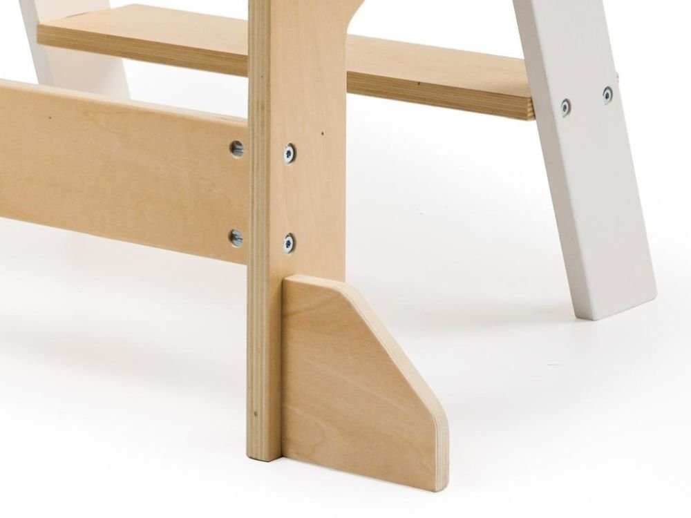 Opvouwbare Houten Leertoren 2 - in - 1 | Verstelbare Montessori Keukentoren | Wit - Baby Doo