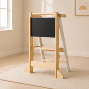 Opvouwbare Houten Leertoren 2-in-1 | Verstelbare Montessori Keukentoren | Wit - Baby Doo
