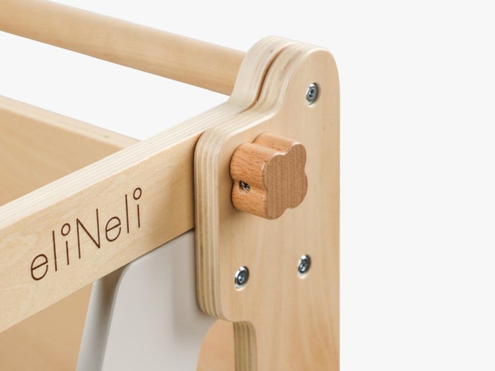 Opvouwbare Houten Leertoren 2 - in - 1 | Verstelbare Montessori Keukentoren | Wit - Baby Doo