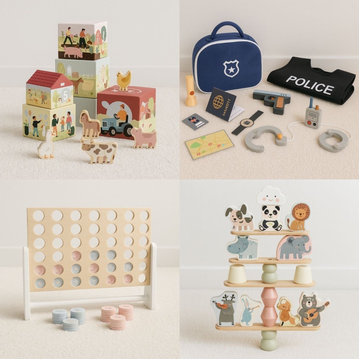 Sinterklaas Cadeauset 3 - 5 jaar | 2+2 Gratis Speelgoedsets | Met Houten Politieset - Baby Doo