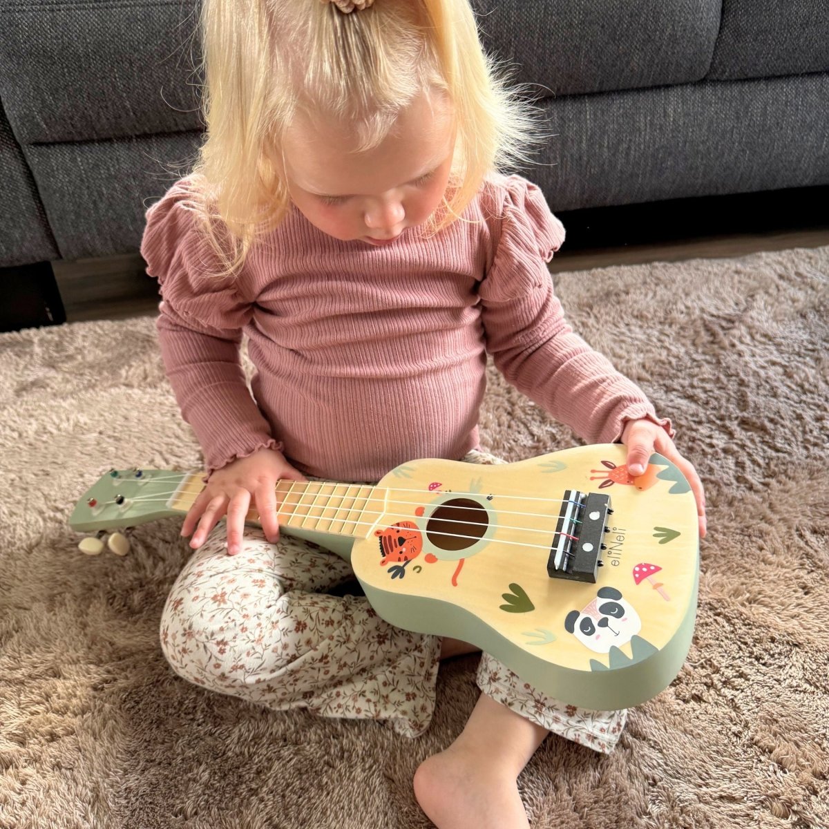 Ukelele Kind | Houten Muziekinstrument | Muziek Speelgoed - Baby Doo
