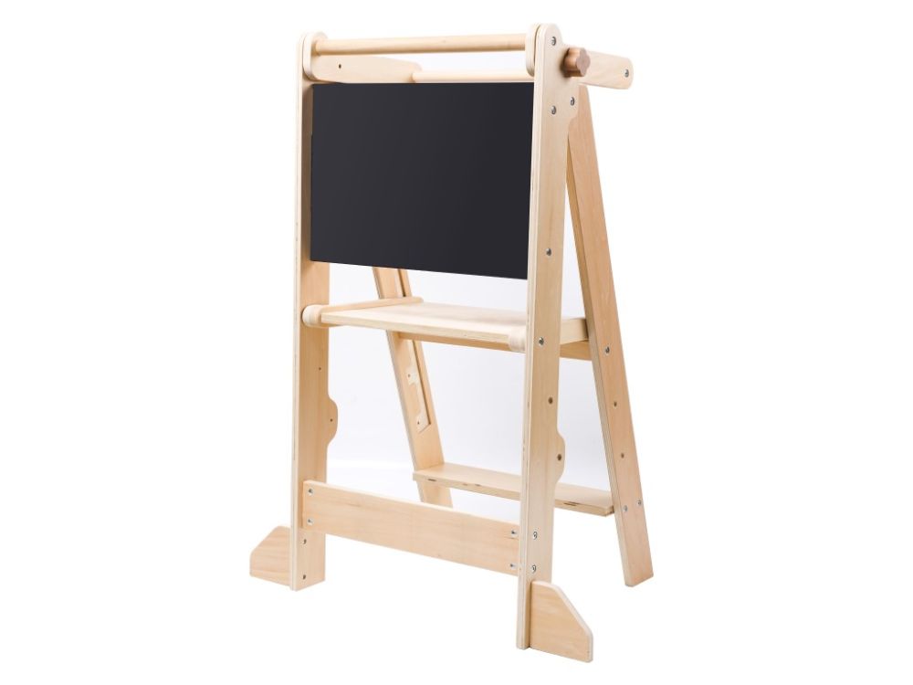 Opvouwbare Houten Leertoren 2-in-1 | Verstelbare Montessori Keukentoren | Naturel