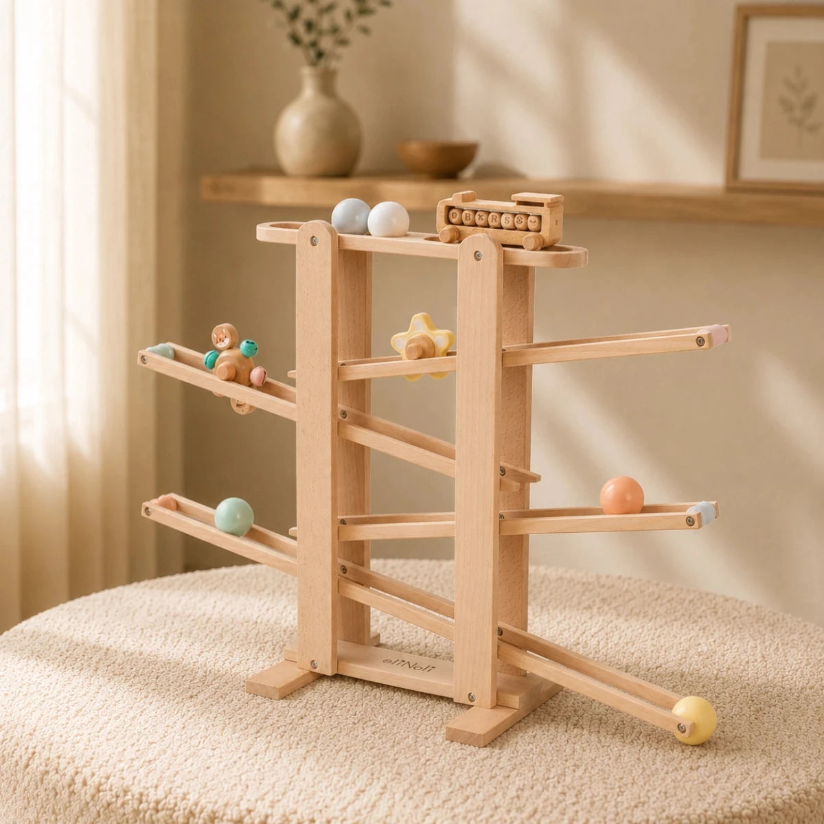XL Houten Knikkerbaan met Trein vanaf 18 Maanden - Baby Doo